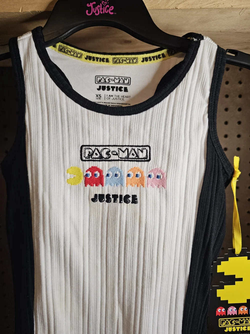 Pac-Man x Justice Ribbed Tank Top — White & Black